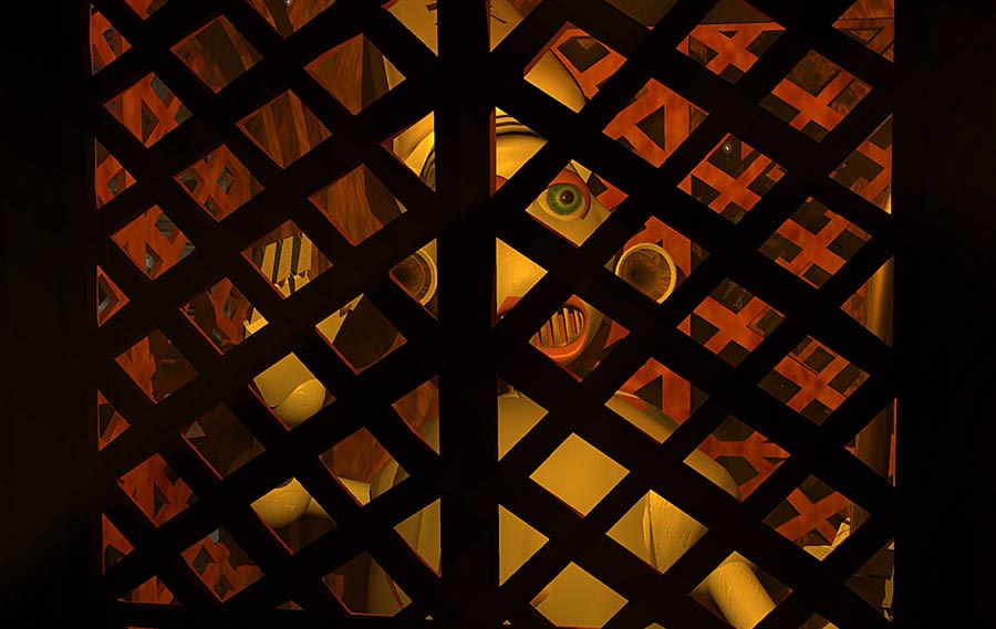 Un robot prêtre au confessional parle des minarets
