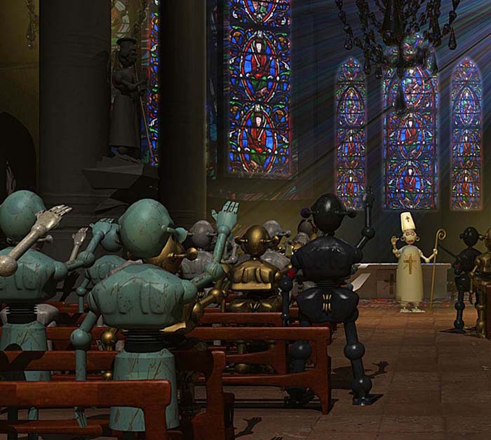 Réunion de robots oecuméniques à la cathédrale